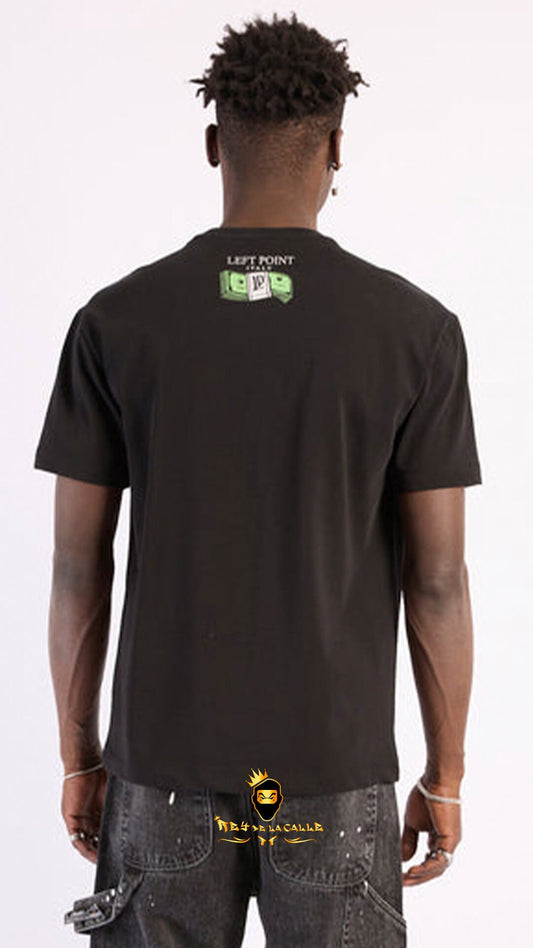 Camiseta Left Point Negra Pedrería Brillante Pato Point - Rey De La Calle