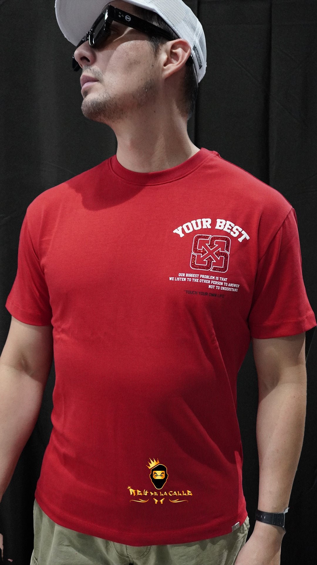 Camiseta Left Point Roja Pedrería Brillante Do Your Best - Rey De La Calle