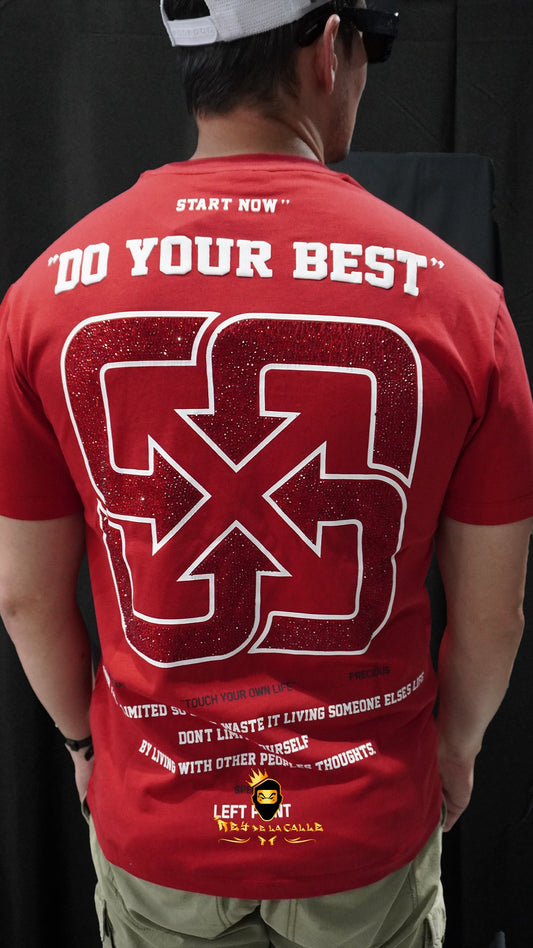 Camiseta Left Point Roja Pedrería Brillante Do Your Best - Rey De La Calle
