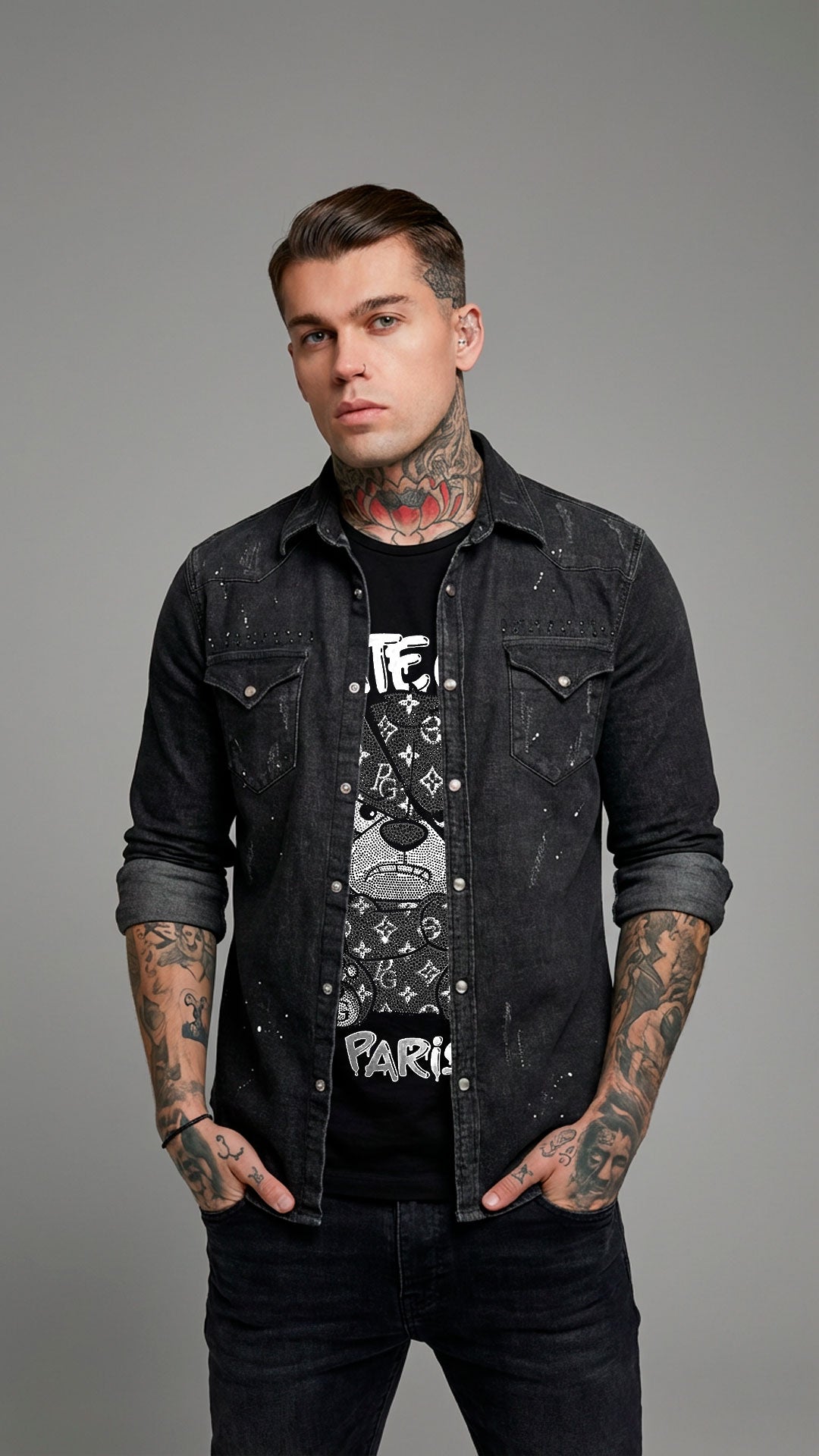 CAMISA DE VAQUERO NEGRA Rey De La Calle