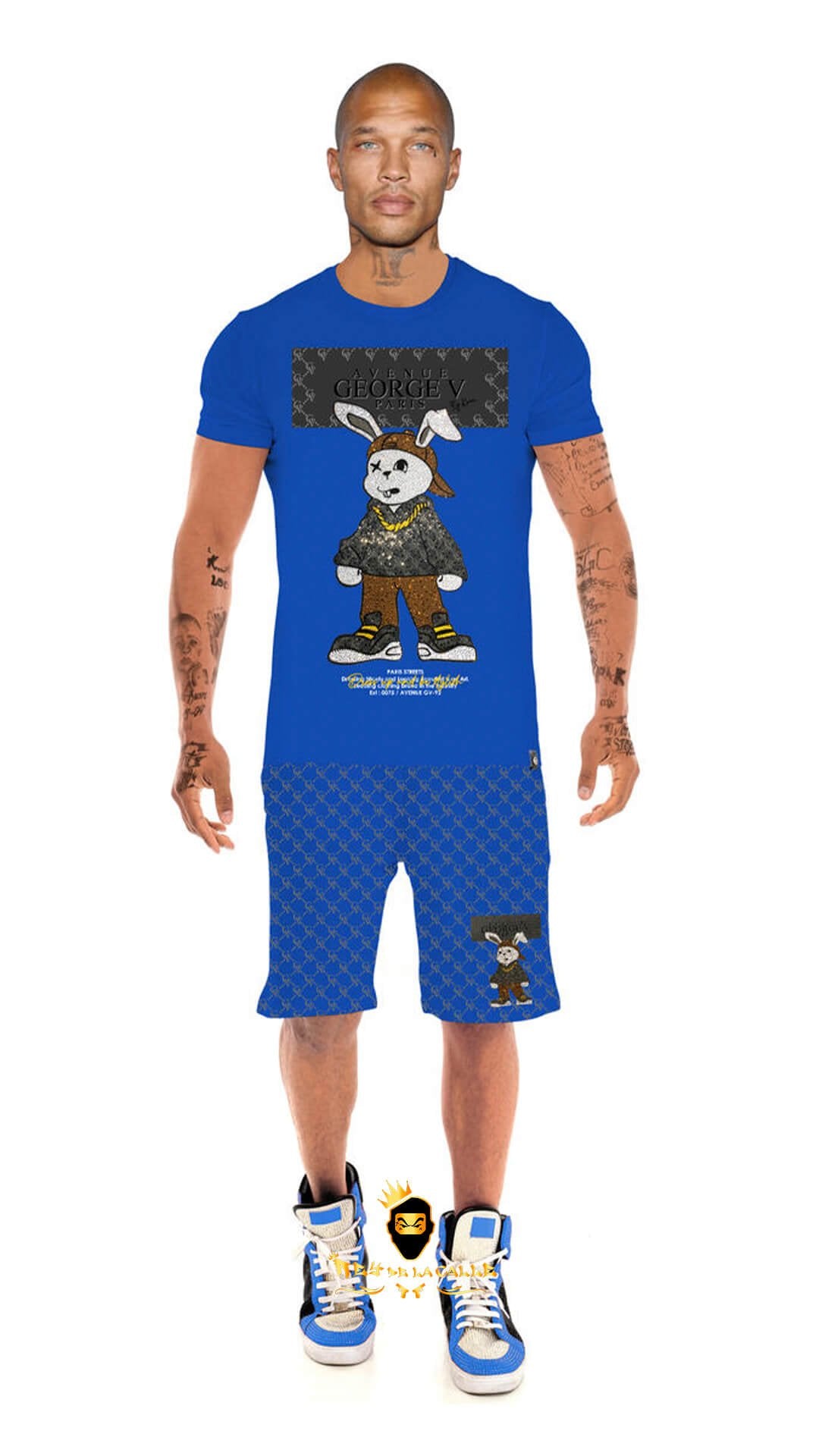 Conjunto Avenue George V Paris Azul Pedrería Brillante Conejo - Rey De La Calle