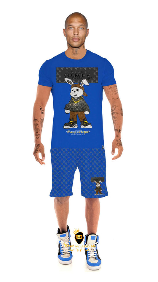 Conjunto Avenue George V Paris Azul Pedrería Brillante Conejo - Rey De La Calle