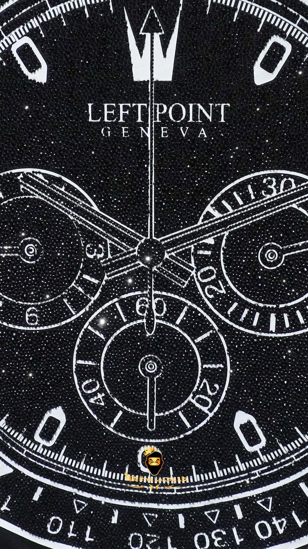 Camiseta Left Point Negra Pedrería Brillante Reloj - Rey De La Calle