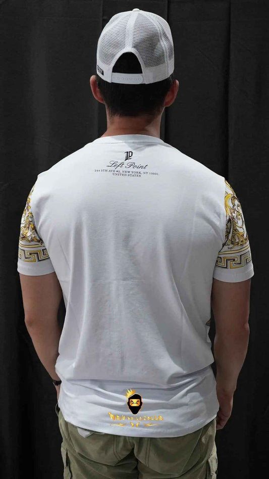 Camiseta Left Point Blanca Pedrería Brillante Cara De Pantera