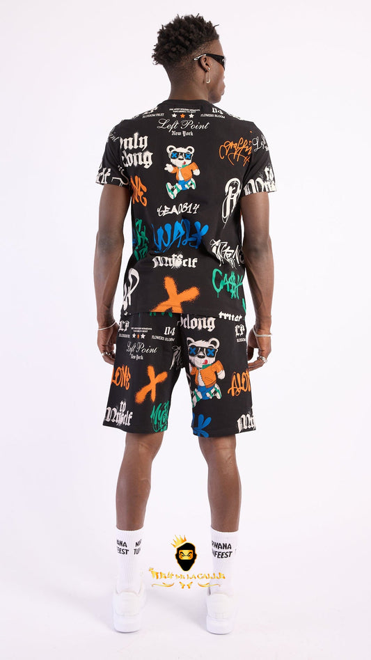 Conjunto Left Point Blanco Pedrería Brillante Oso Trust Nobody Rey De La Calle