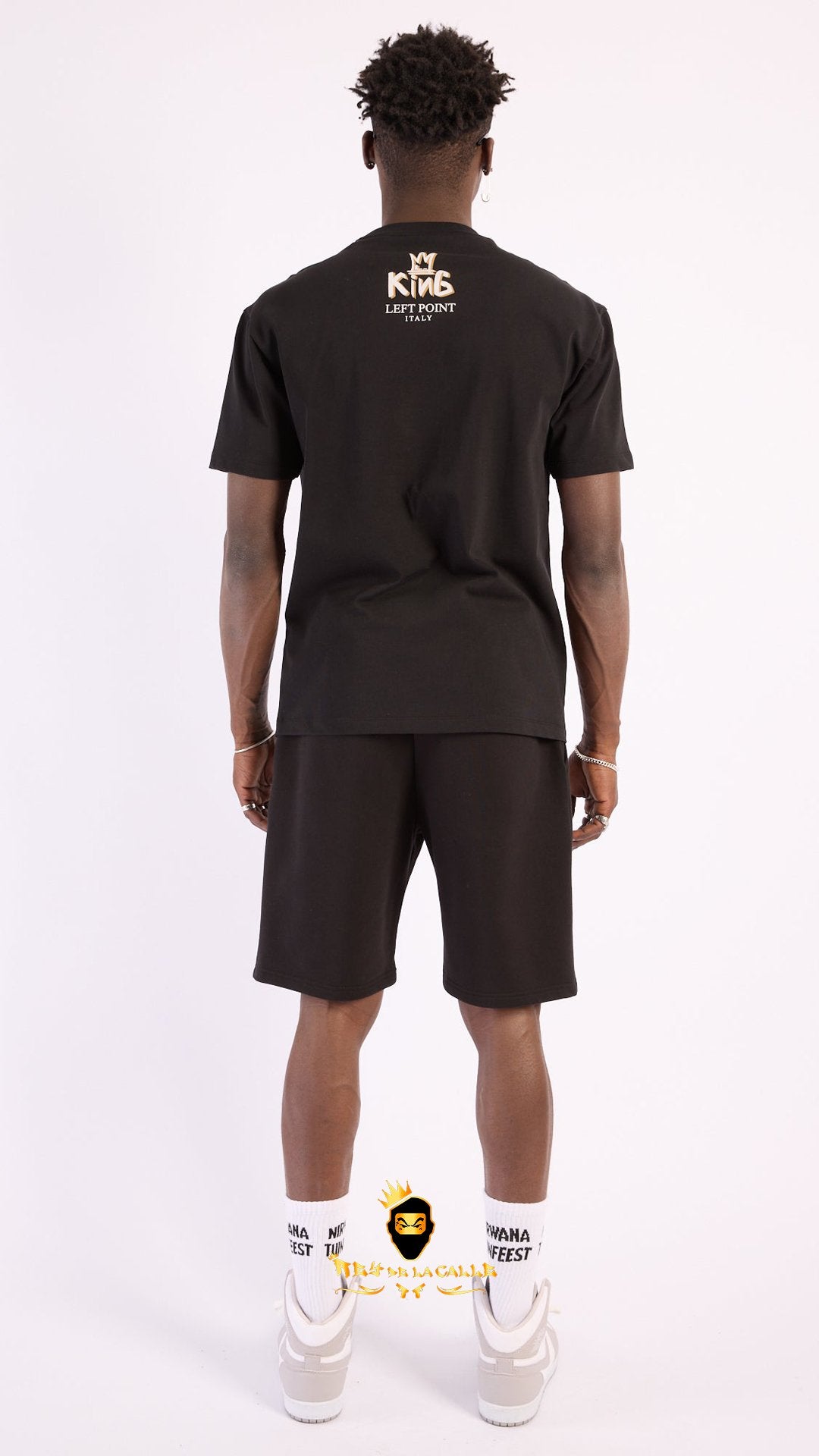 Conjunto Left Point Negro Pedrería Brillante Perro - Rey De La Calle