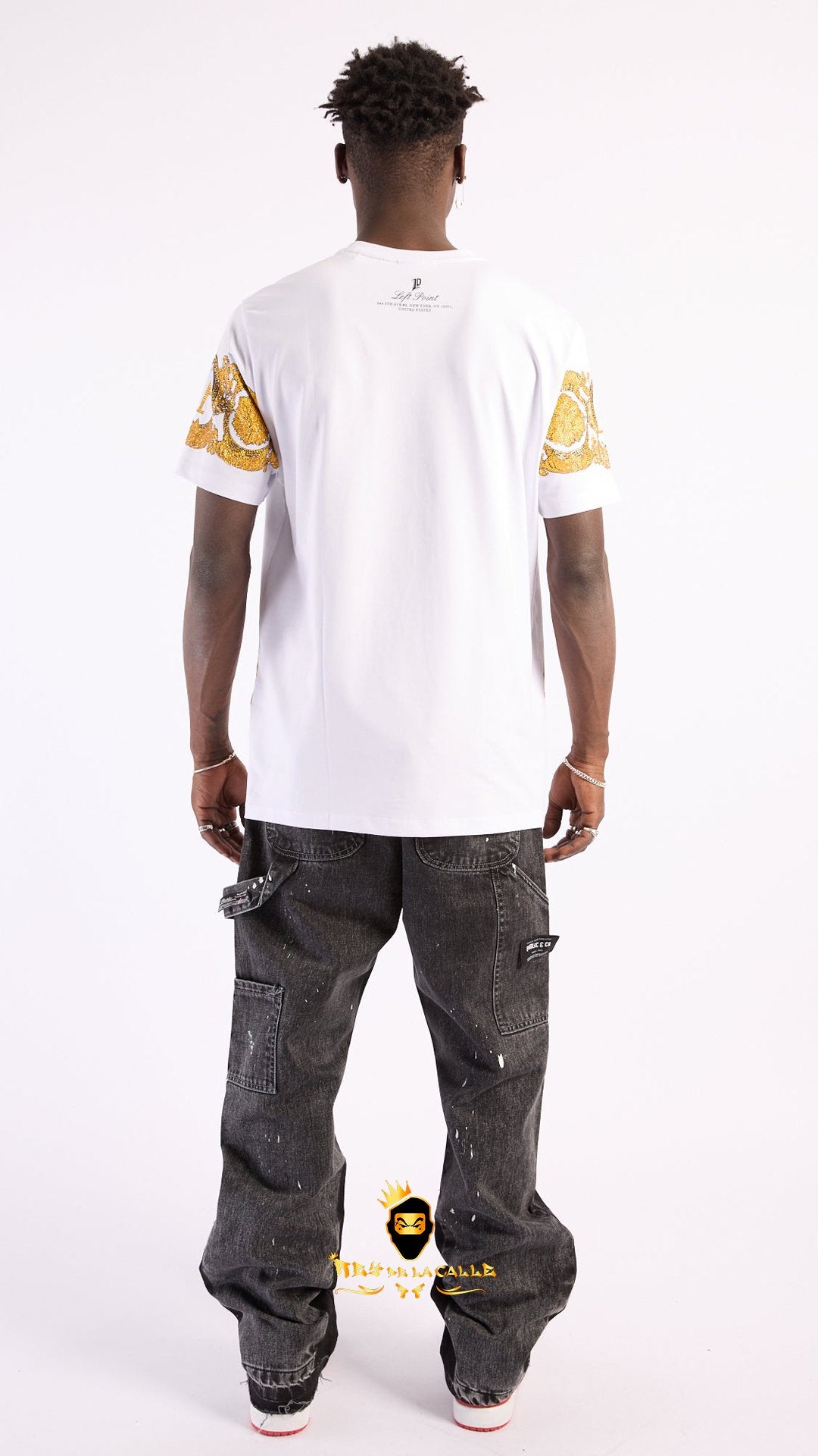 Camiseta Left Point Blanca Pedrería Brillante Guepardo - Rey De La Calle