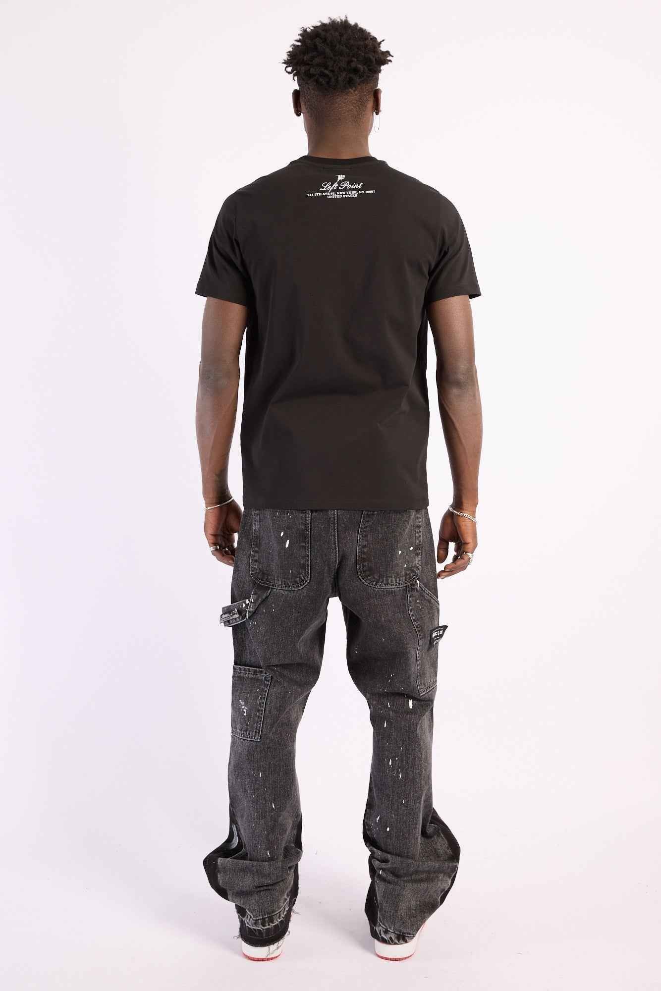 Camiseta Left Point Negra Pedrería Brillante Attract
