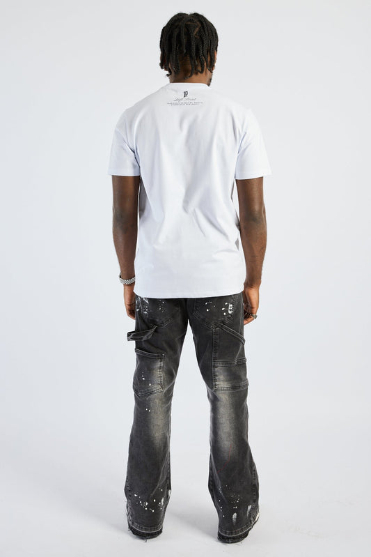 Camiseta Left Point Blanca Pedrería Brillante Skull - Rey De La Calle