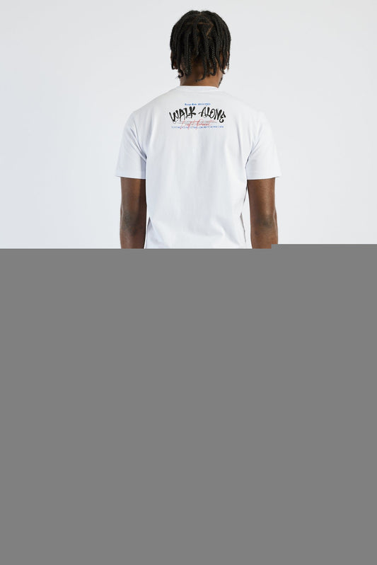 Camiseta Left Point Blanca Pedrería Brillante Oso Walk Alone - Rey De La Calle