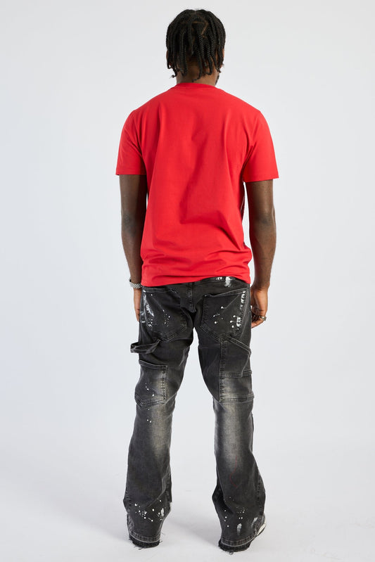 Camiseta Left Point Rojo Pedrería Brillante Reloj - Rey De La Calle