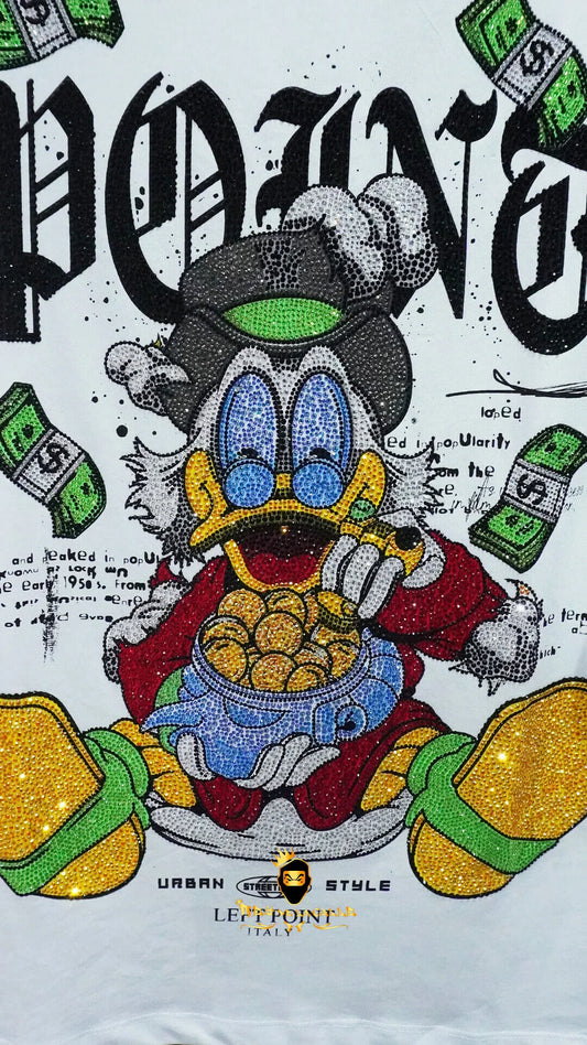 Camiseta Left Point Blanca Pedrería Brillante Pato Point - Rey De La Calle