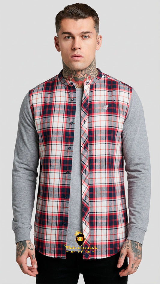 Camisa Siksilk Gris a Cuadros