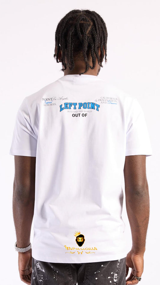 Camiseta Left Point Blanca Pedrería Brillante Oso Ángel Azul - Rey De La Calle