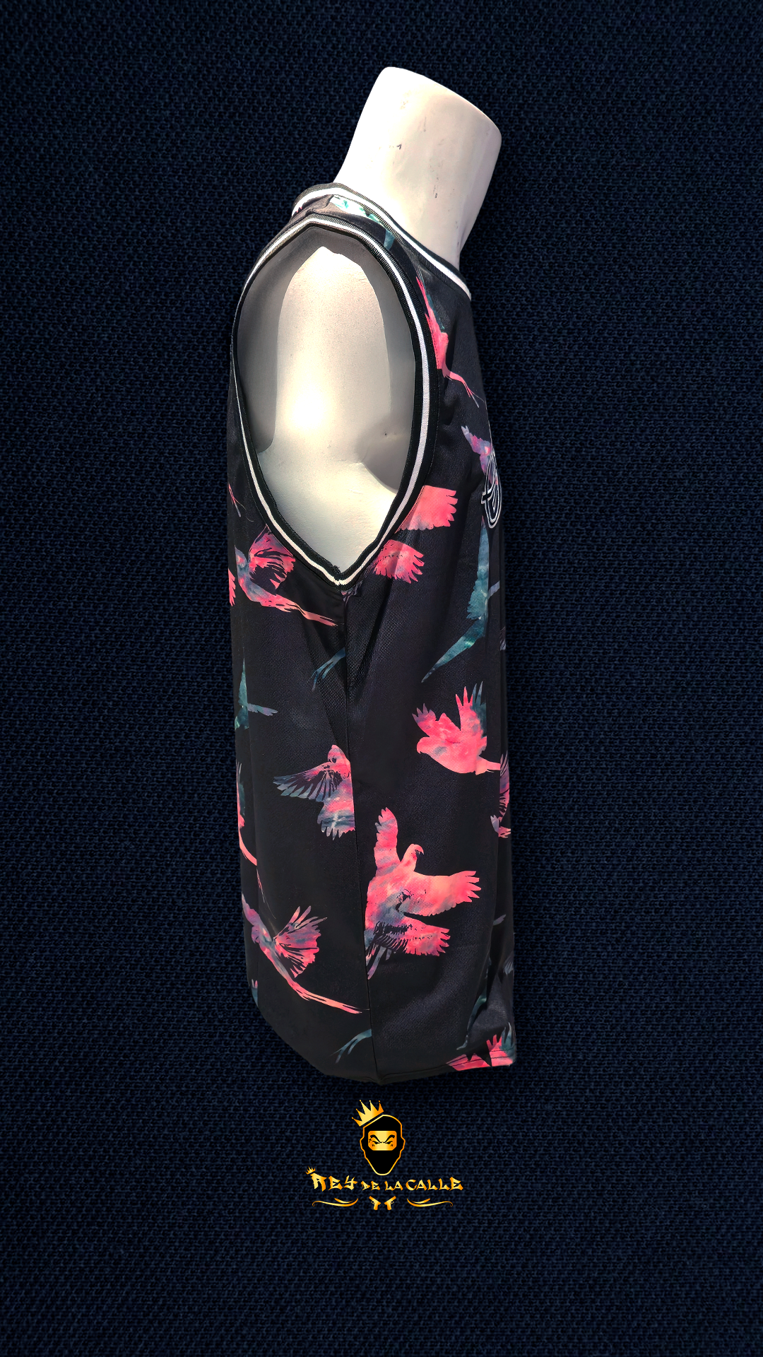 Camiseta Negra Tirantes sin Manga Siksilk Pajaros Rey De La Calle