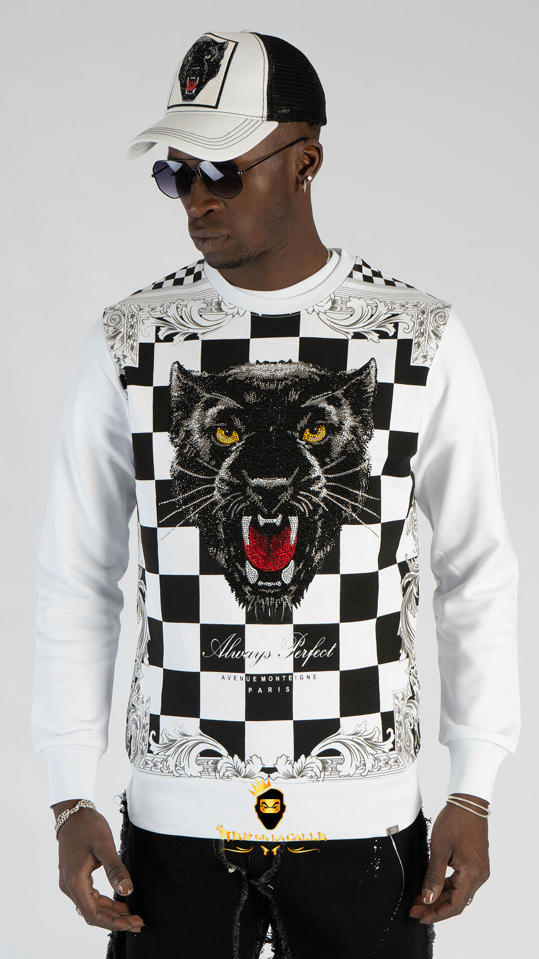 SUDADERA LEFT POINT PANTERA NEGRA CUADROS NEGROS Rey De La Calle