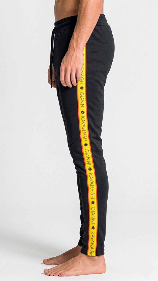 Pantalón Jogger Negro Gianni Kavanagh con Banda Lateral Amarilla – En Oferta