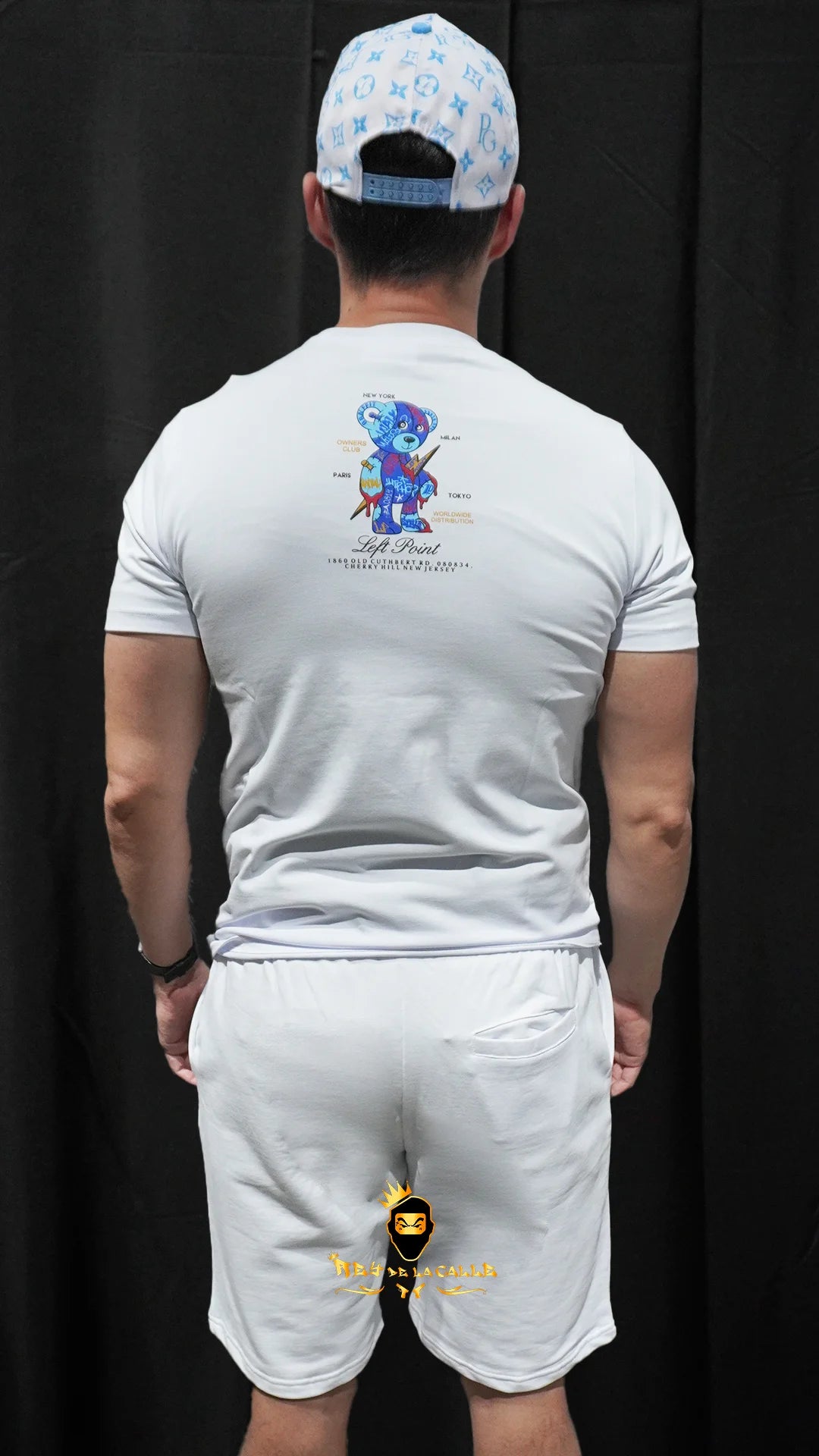 Conjunto Left Point Blanco Pedrería Brillante Oso Azul - Rey De La Calle