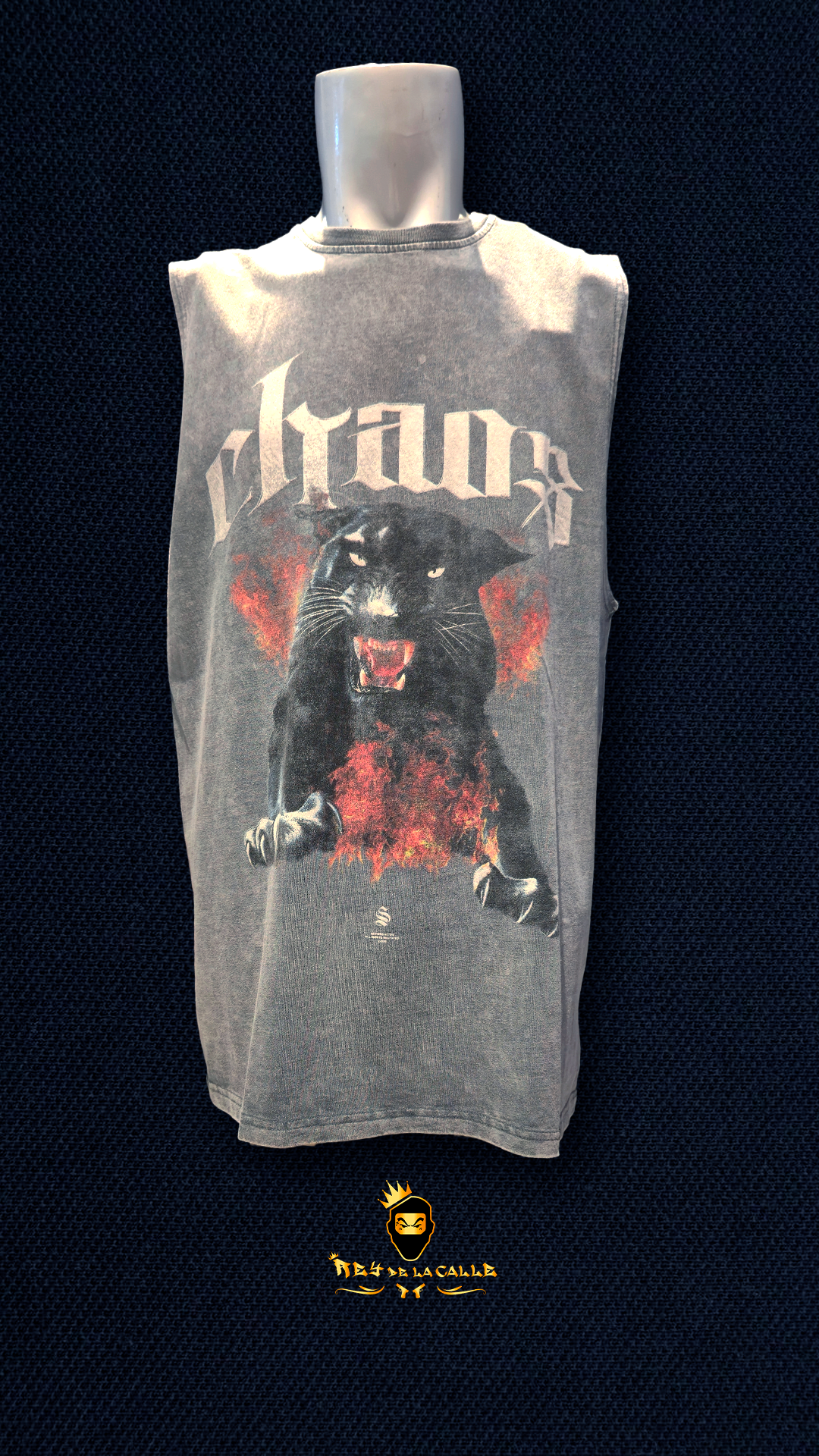 Camiseta Gris Tirantes sin Manga Sinner Sattire Pantera Rey De La Calle