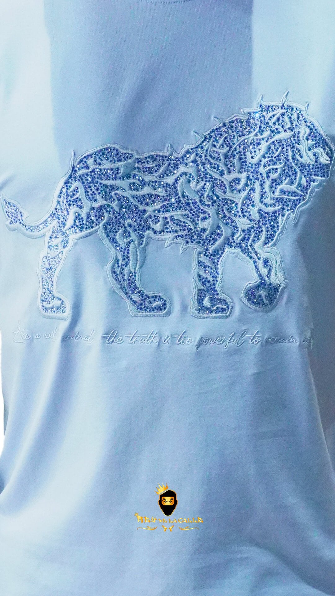 Camiseta Left Point Azul Pedrería Brillante León - Rey De La Calle