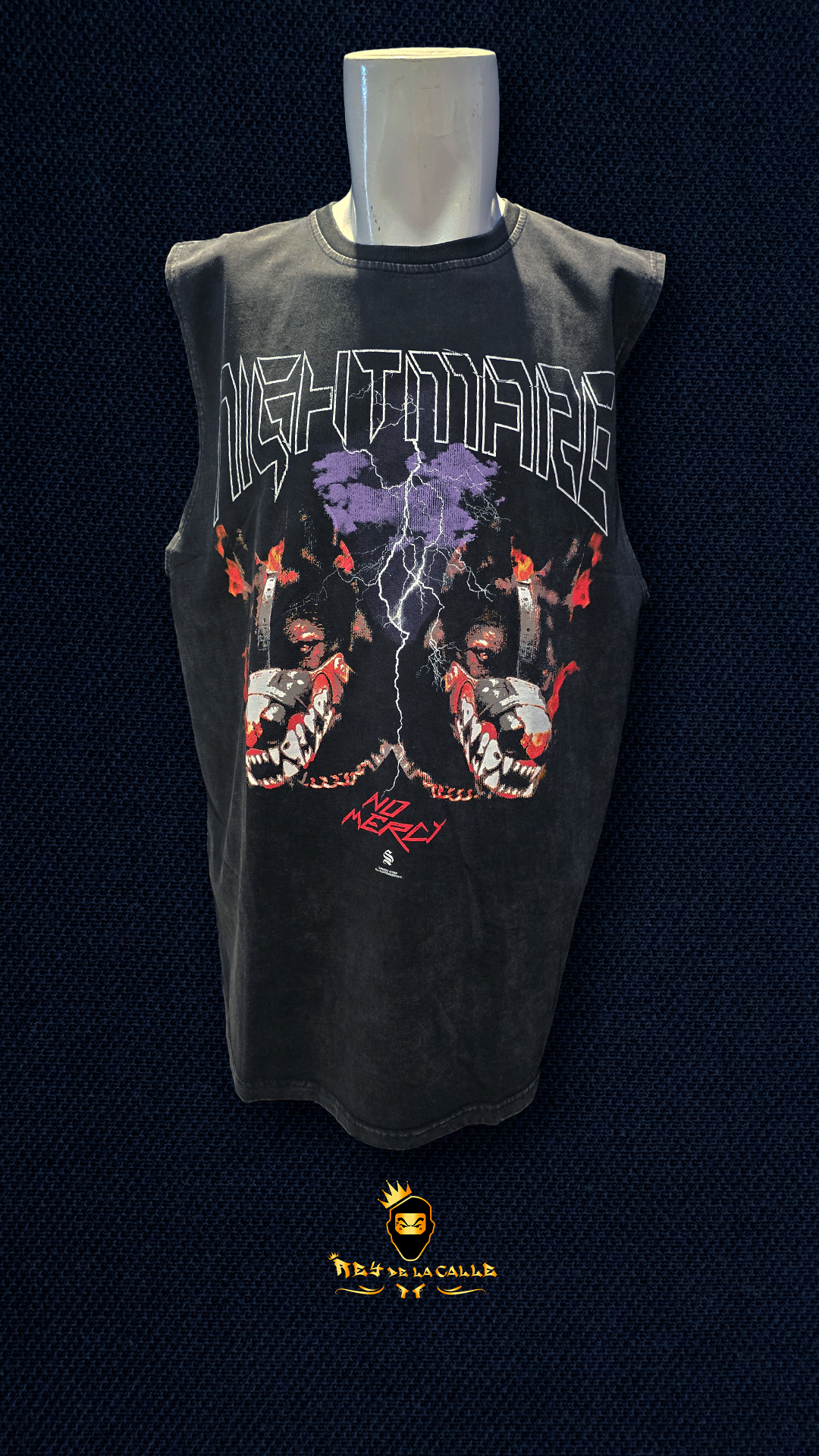 Camiseta Negra Tirantes sin Manga Sinner Sattire Nightmare Rey De La Calle