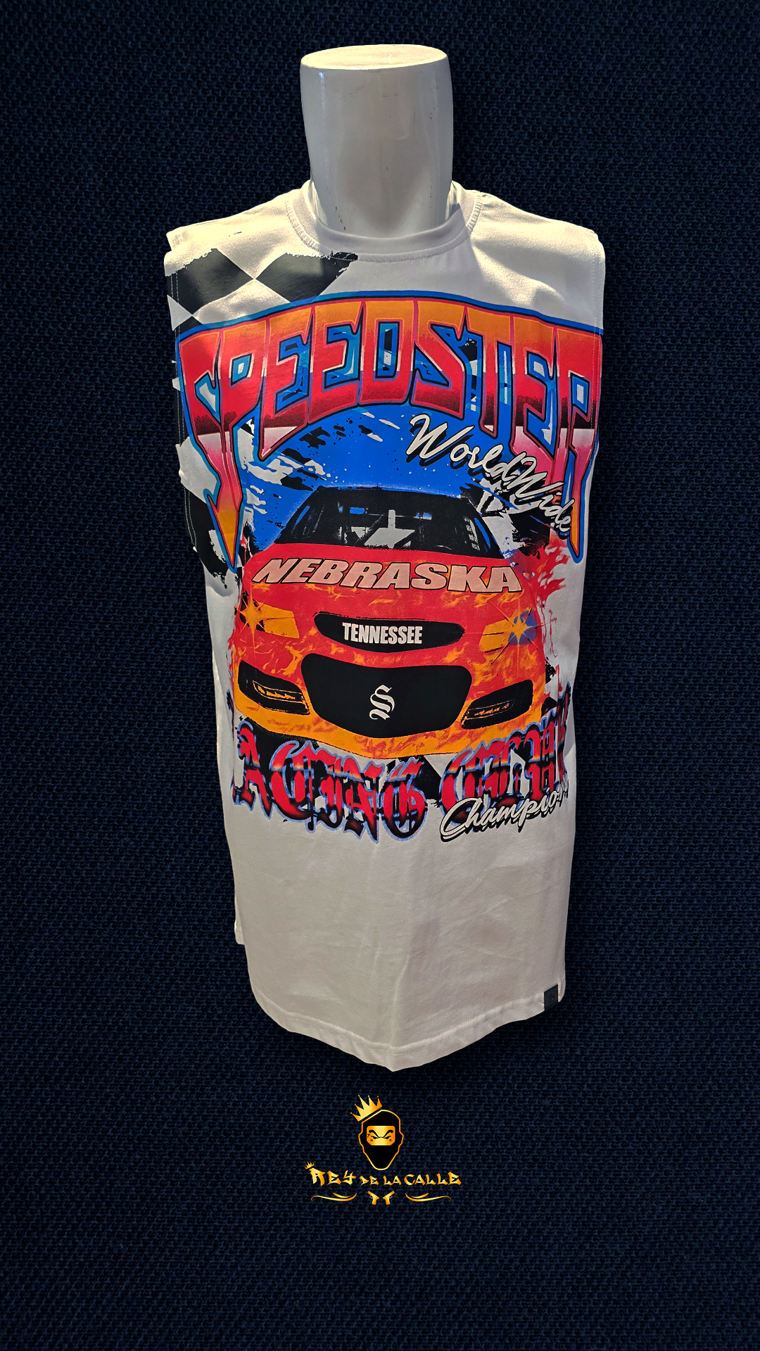 Camiseta Blanca Tirantes sin Manga Sinner Sattire Speedster Rey De La Calle