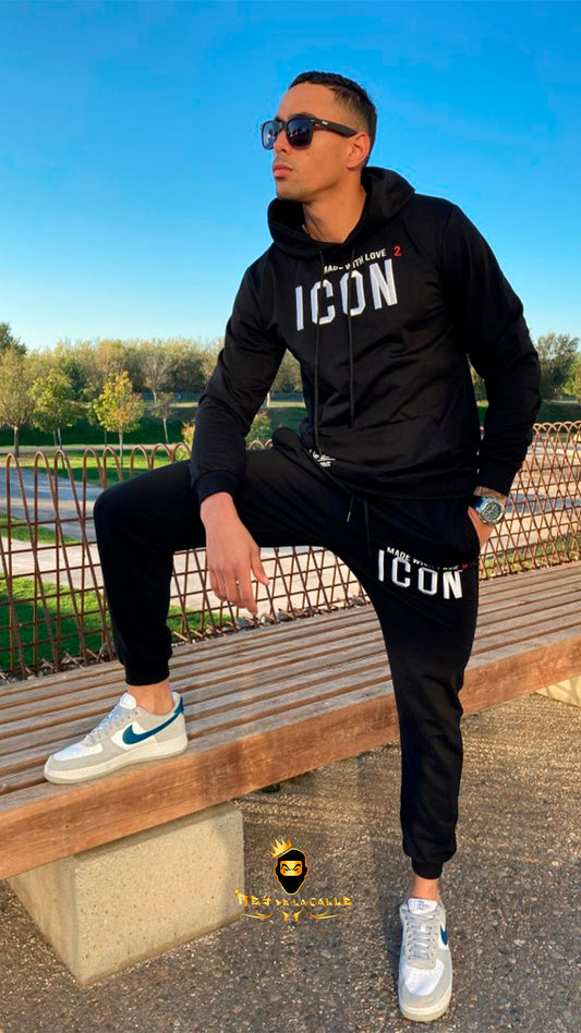 CONJUNTO ICON OVDS NEGRO CON DETALELS ROJOS Rey De La Calle