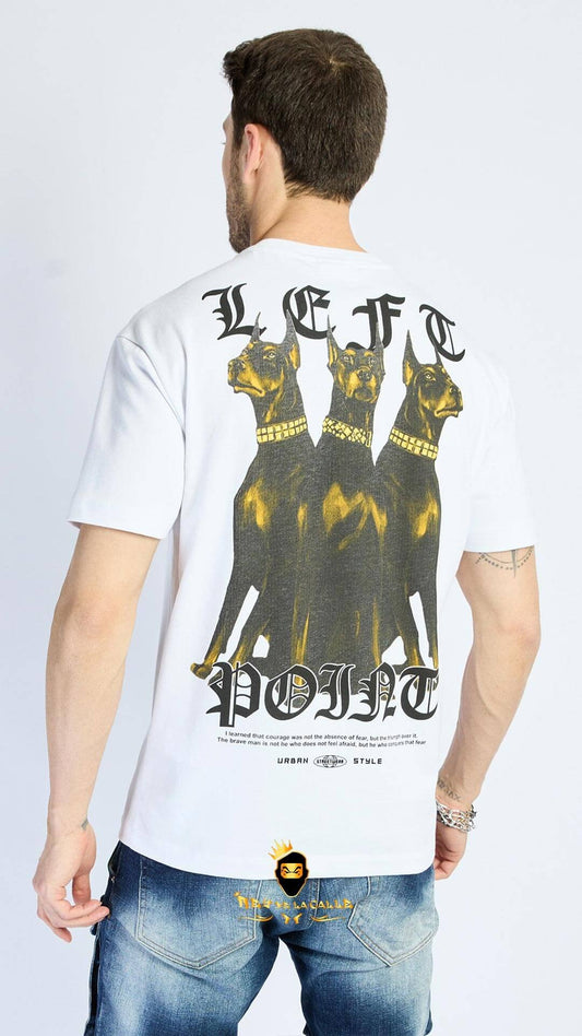 Camiseta Left Point Blanca Triple Dobermann - Rey De La Calle