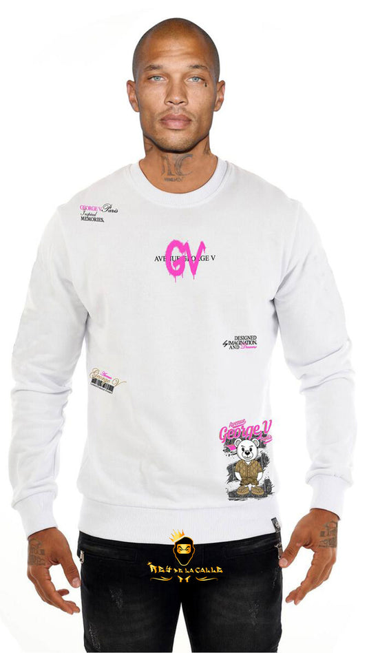 SUDADERA AVENUE GEORGE V PARIS OSITO SIN BRILLANTE BLANCA Rey De La Calle