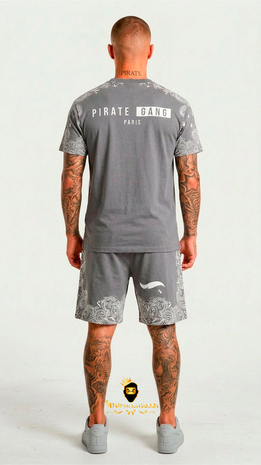 Conjunto de Verano Osito Bandana Gris