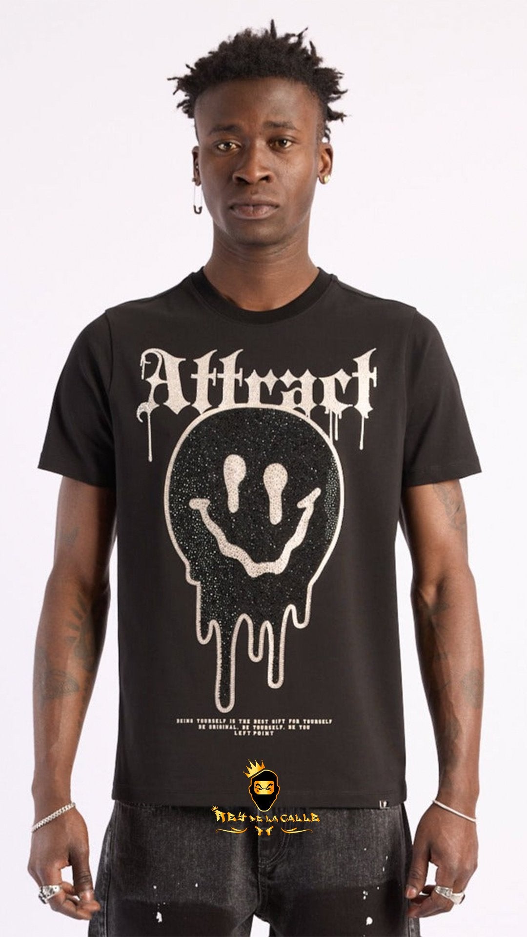 Camiseta Left Point Negra Pedrería Brillante Attract - Rey De La Calle