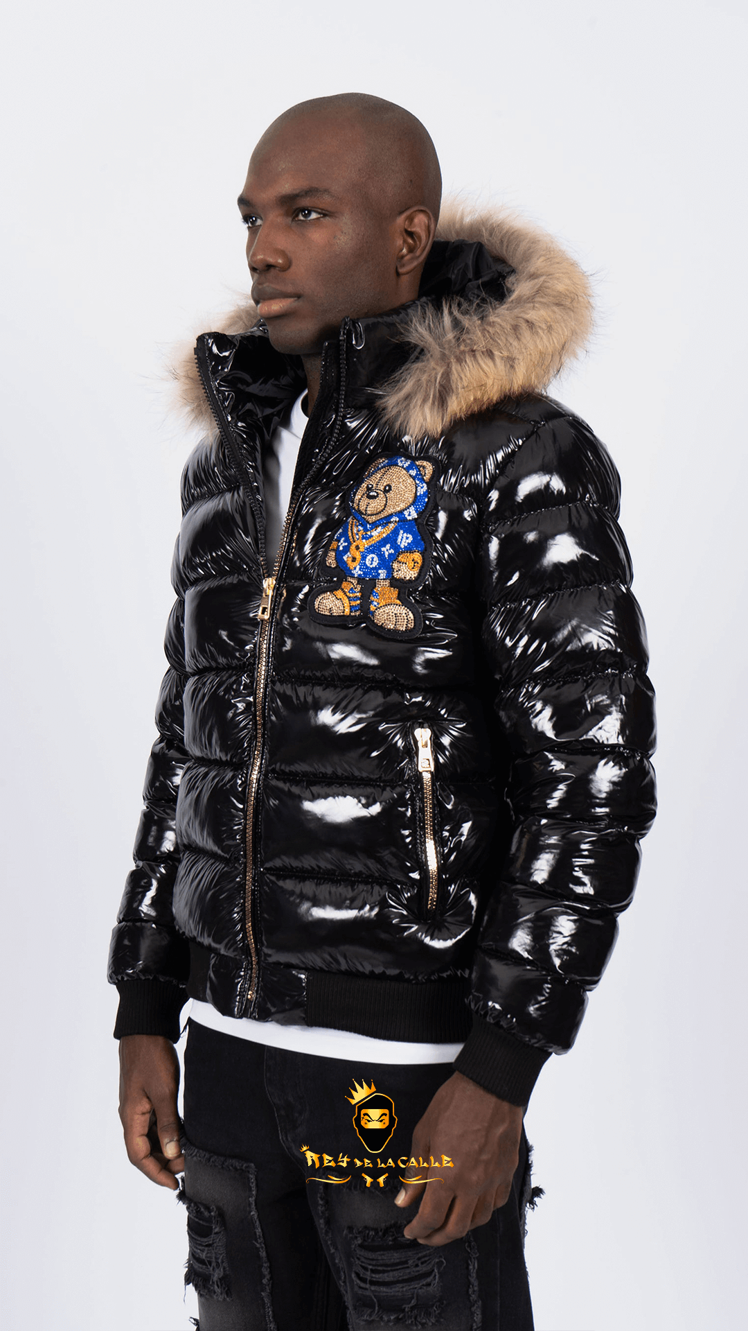 Chaqueta Left Point Negra Pedrería Brillante Oso Suéter Azul Mi tienda