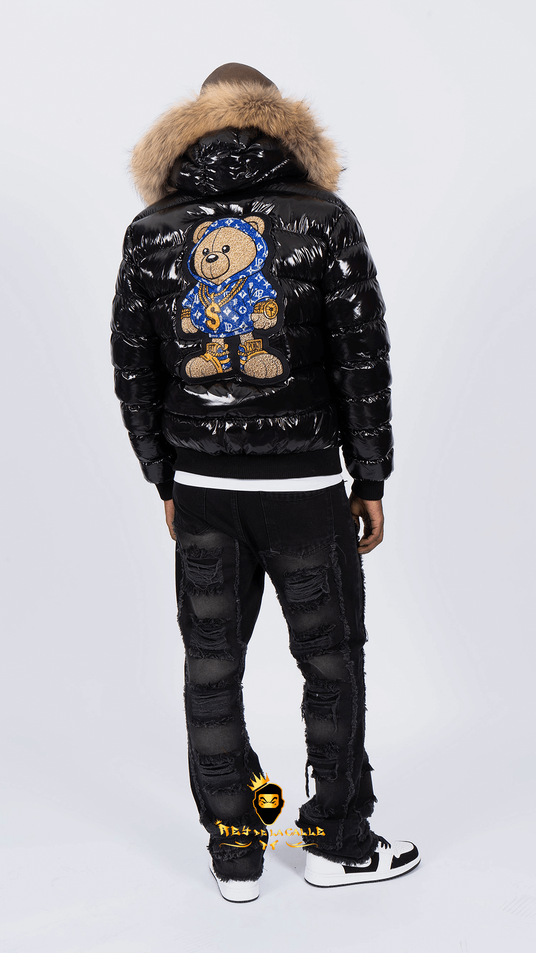 Chaqueta Left Point Negra Pedrería Brillante Oso Suéter Azul Mi tienda