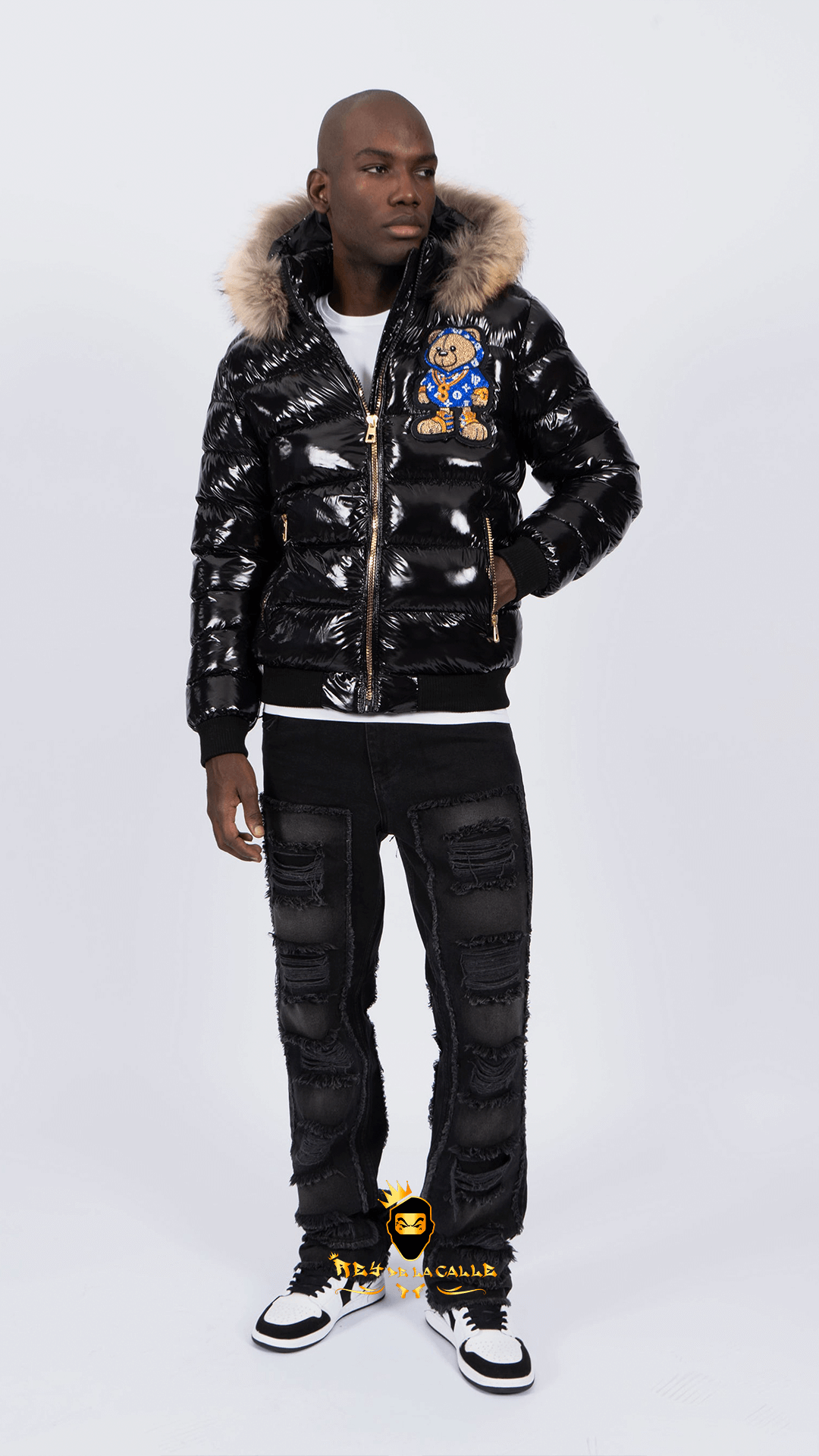 Chaqueta Left Point Negra Pedrería Brillante Oso Suéter Azul Mi tienda