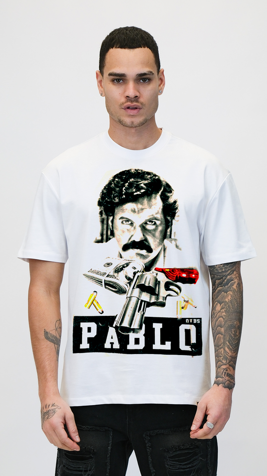 Camiseta OVDS Blanca Pablo Escobar el Patrón Rey De La Calle