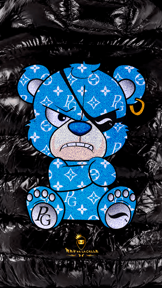 Chaqueta Pirate Gang París Negra Pedrería Brillante Oso Azul Mi tienda