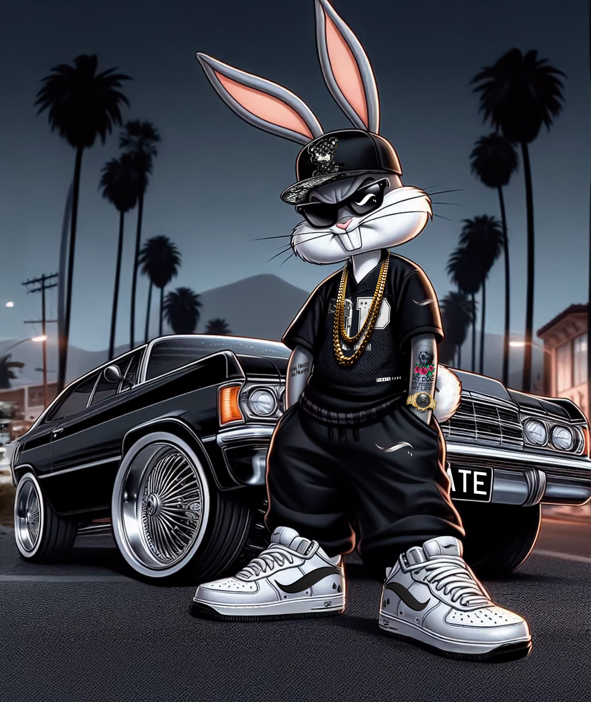 Gorra Pirate Gang Paris Negra Pedrería Brillante Bugs  Bunny - Rey De La Calle