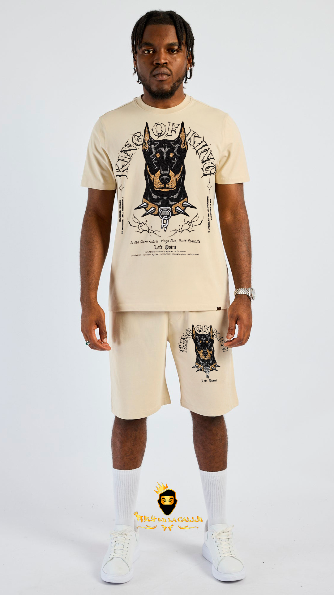 Conjunto Left Point Beige Pedrería Brillante Dobermann - Rey De La Calle