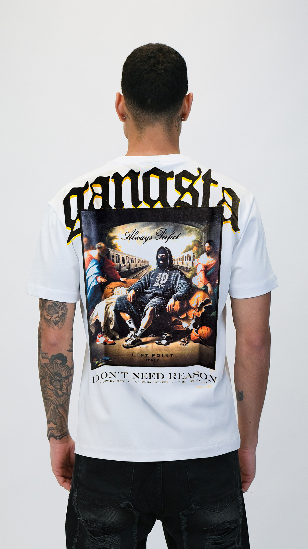 Camiseta Left Point Blanca Terciopelo y Pedreria Brillante Always Perfect - Rey De La Calle