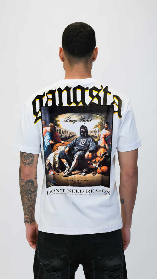 Camiseta Left Point Blanca Terciopelo y Pedreria Brillante Always Perfect - Rey De La Calle