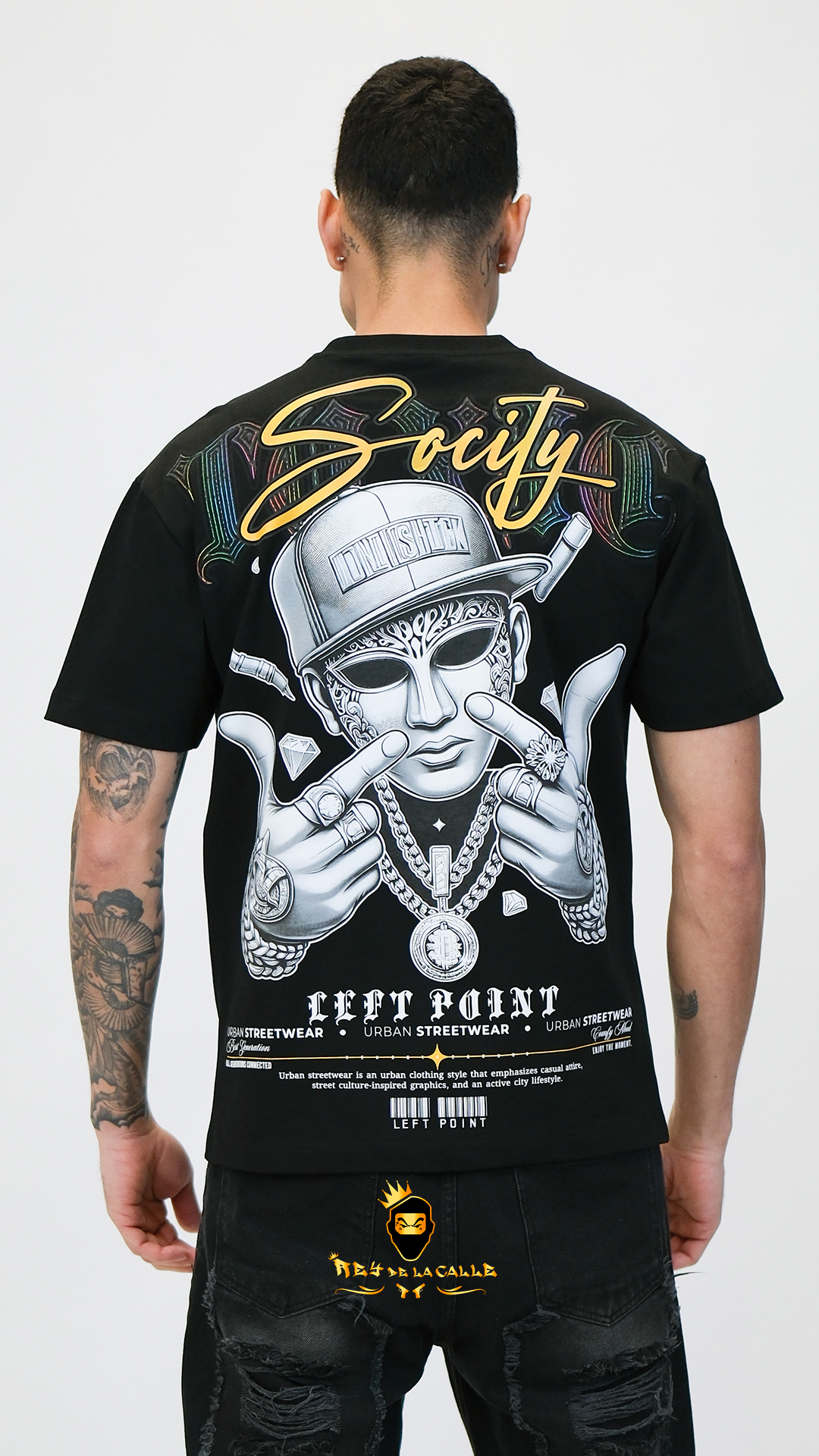 Camiseta Left Point Negra  Socity - Rey De La Calle