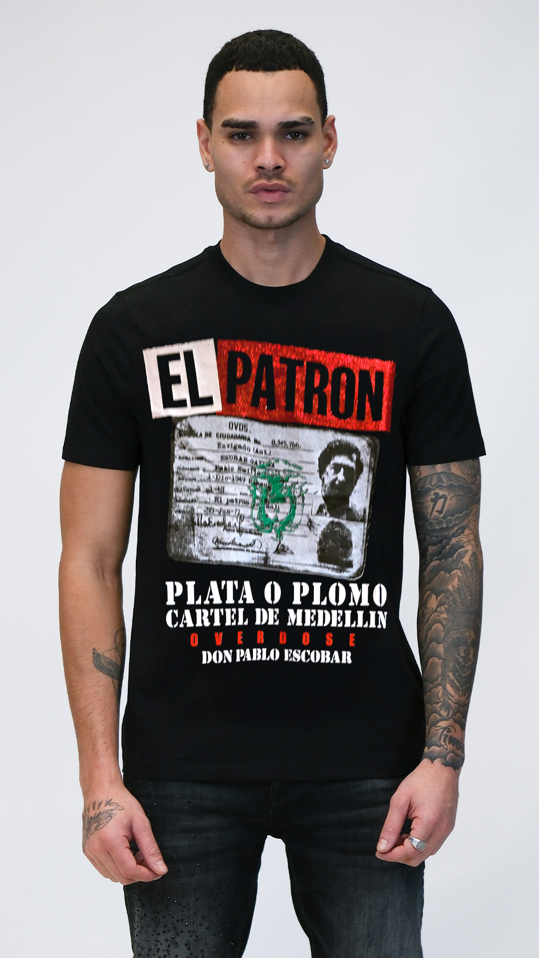 Camiseta OVDS Negra El Patrón cartel Rey De La Calle