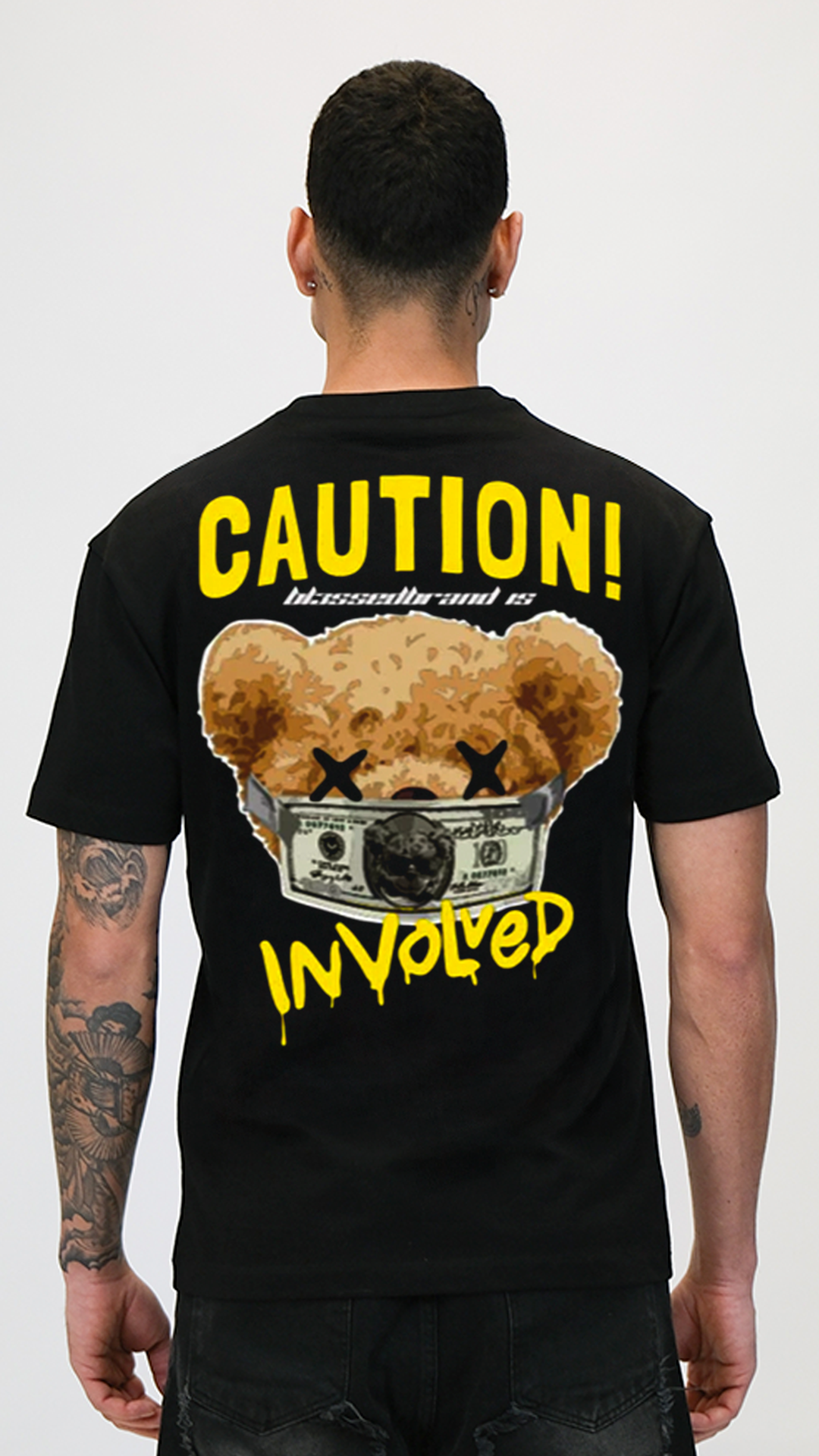 Camiseta OVDS Negra oso Caution Rey De La Calle