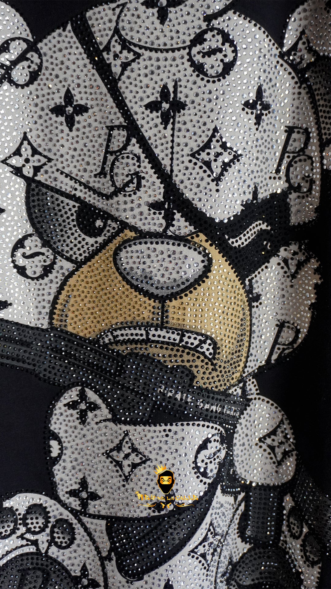 Conjunto Pirate Gang París Negro Pedrería Brillante Oso Ak47 - Rey De La Calle