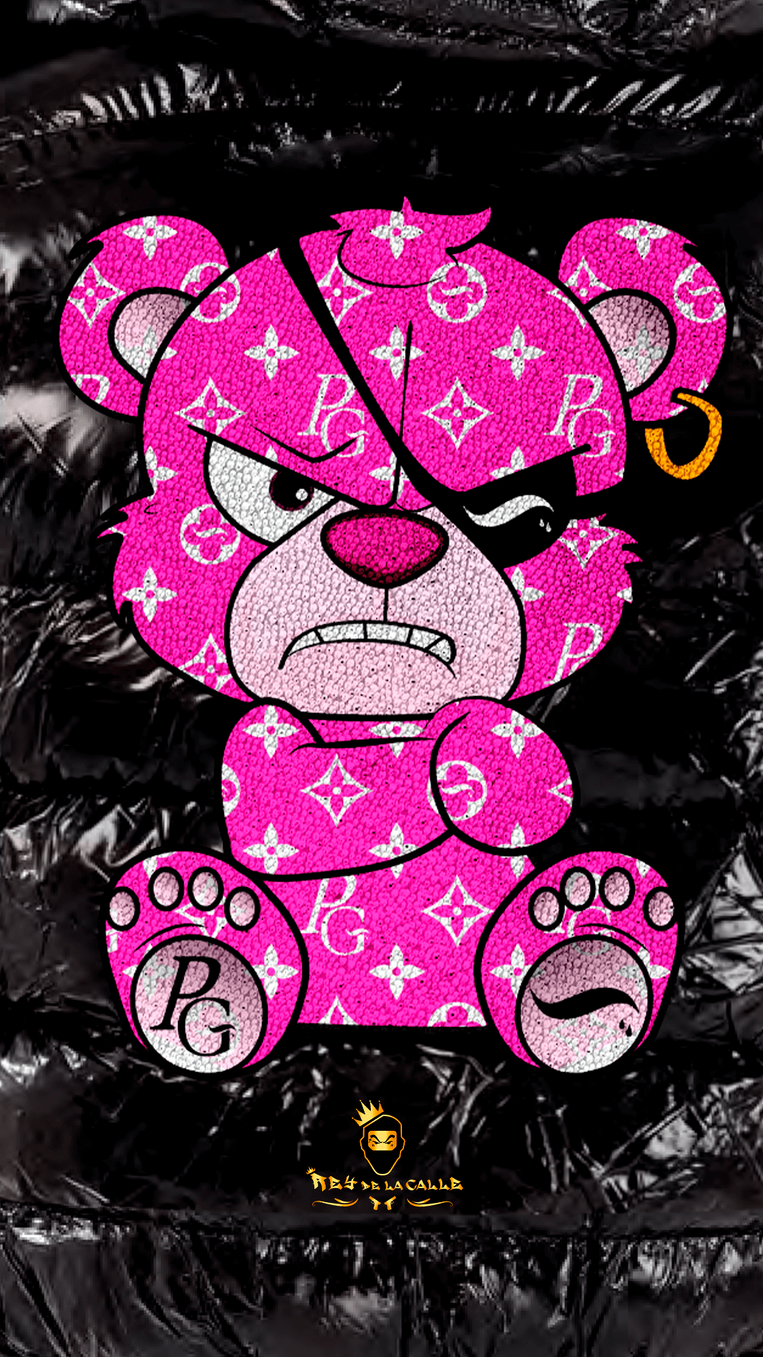 Chaqueta Pirate Gang París Negra Pedrería Brillante Oso Rosa Mi tienda