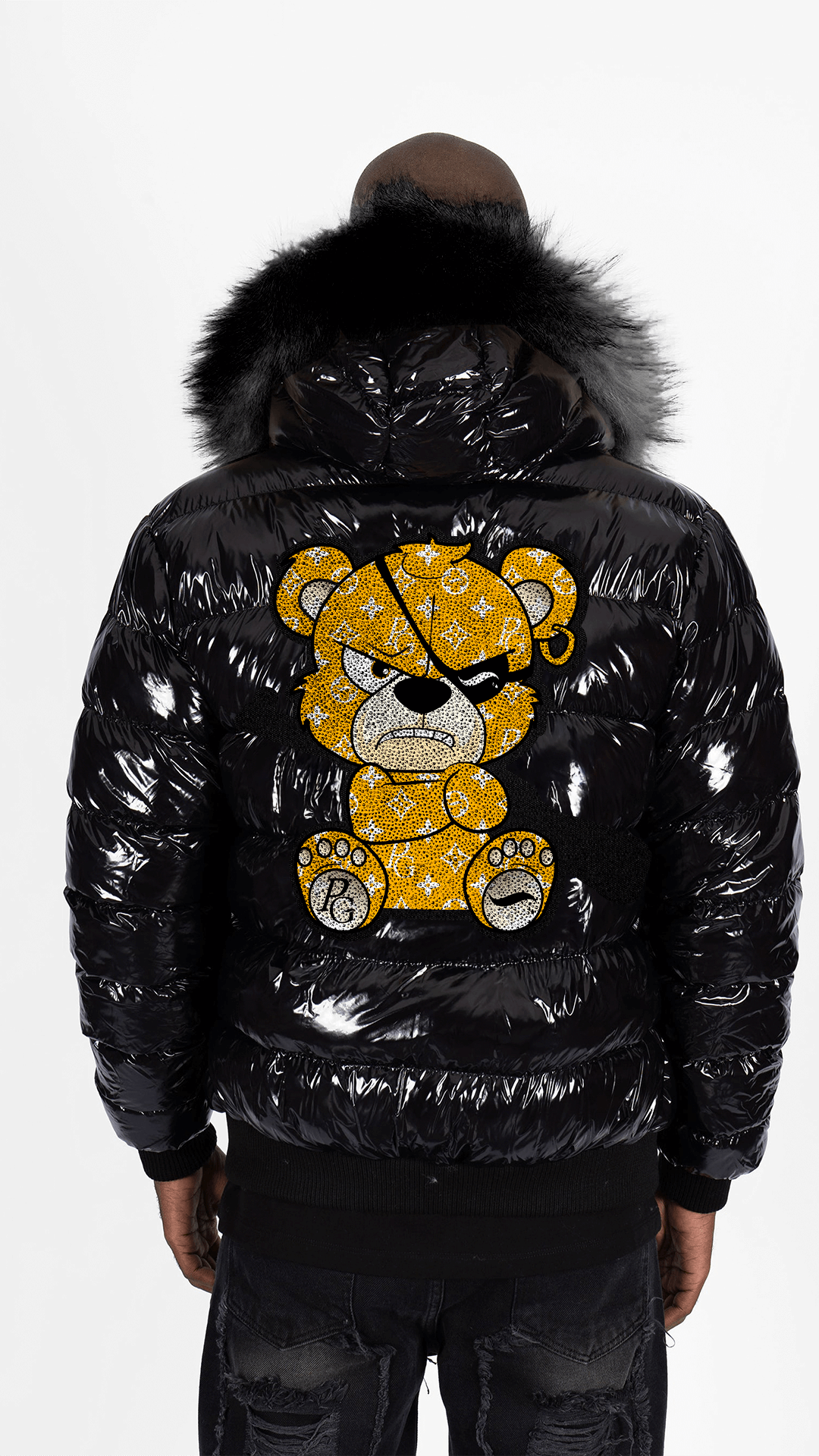 Chaqueta Pirate Gang París Negra Pedrería Brillante Oso Dorado Mi tienda