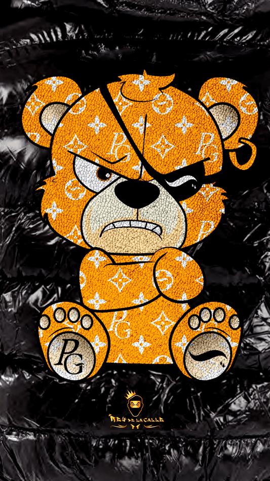 Chaqueta Pirate Gang París Negra Pedrería Brillante Oso Dorado Mi tienda