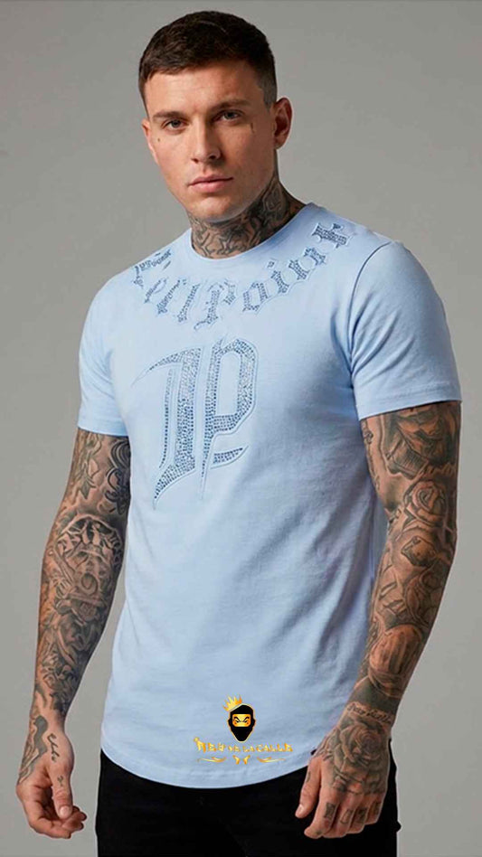 Camiseta Azul Celeste Left Point Strass