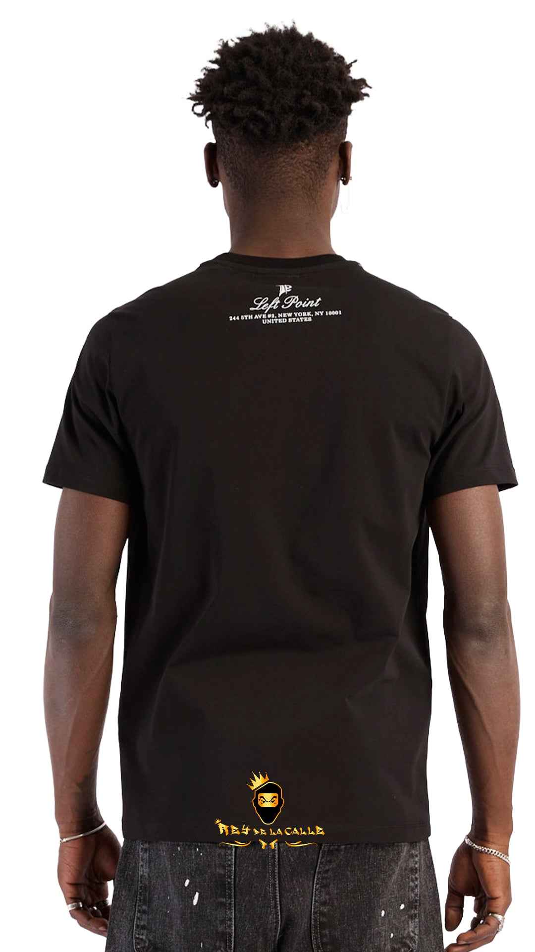 Camiseta Negra Left Point Carita Sonriente Derritiéndose Strass