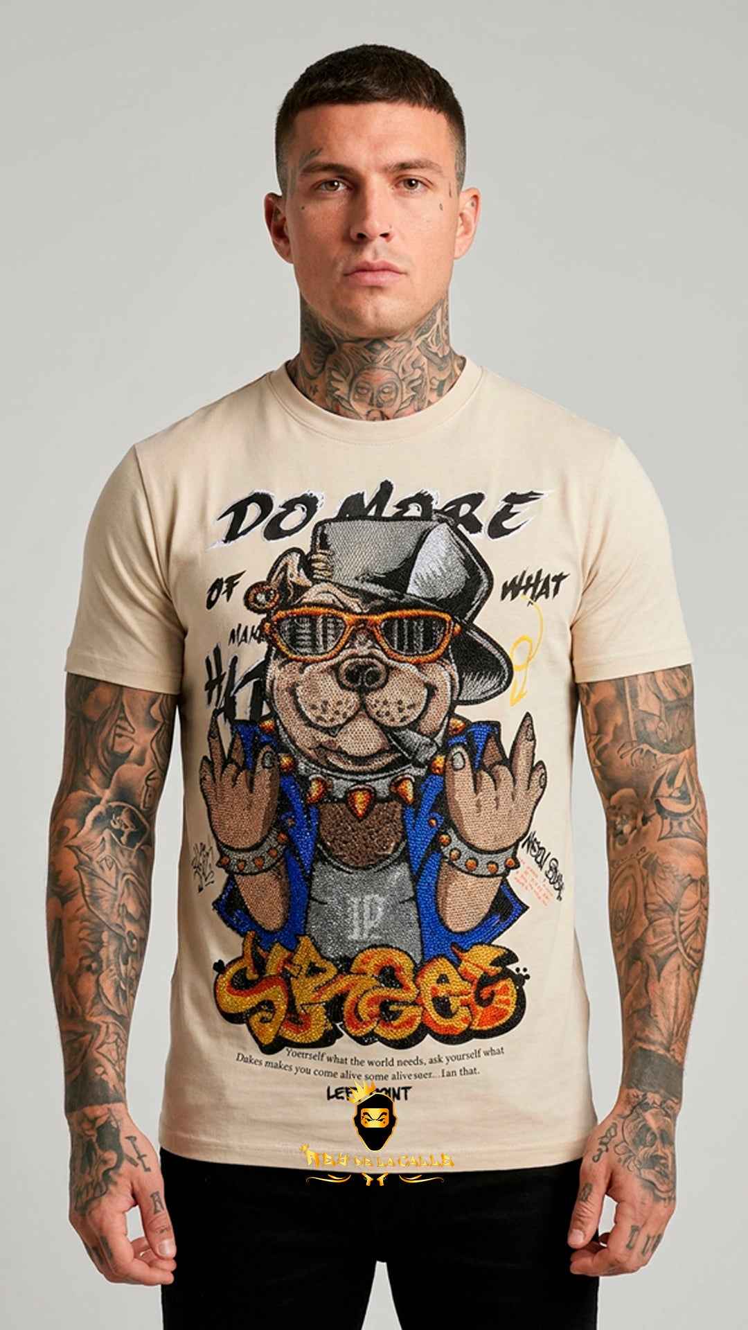 Camiseta Beige Left Point Perro Rockero Strass Do More